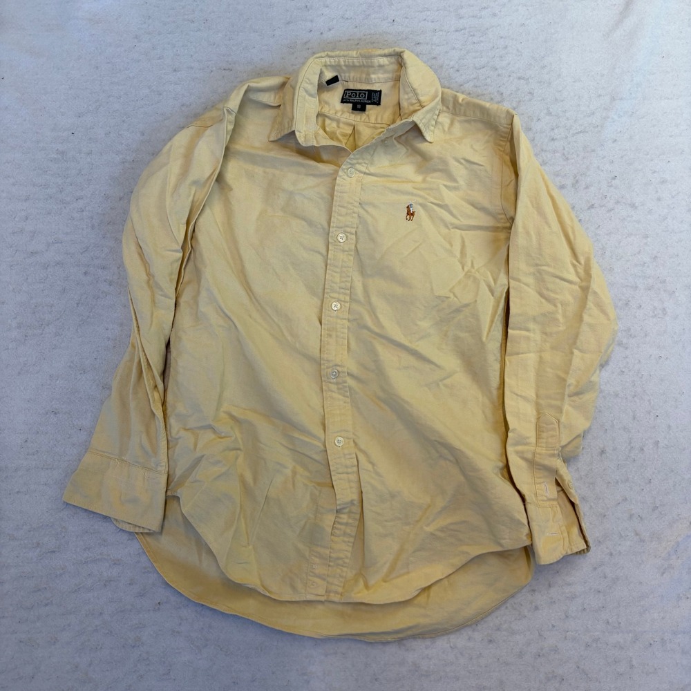 Polo Ralph Lauren Button Down Shirt Boys 18 Yellow Long Sleeve Oxford Cotton